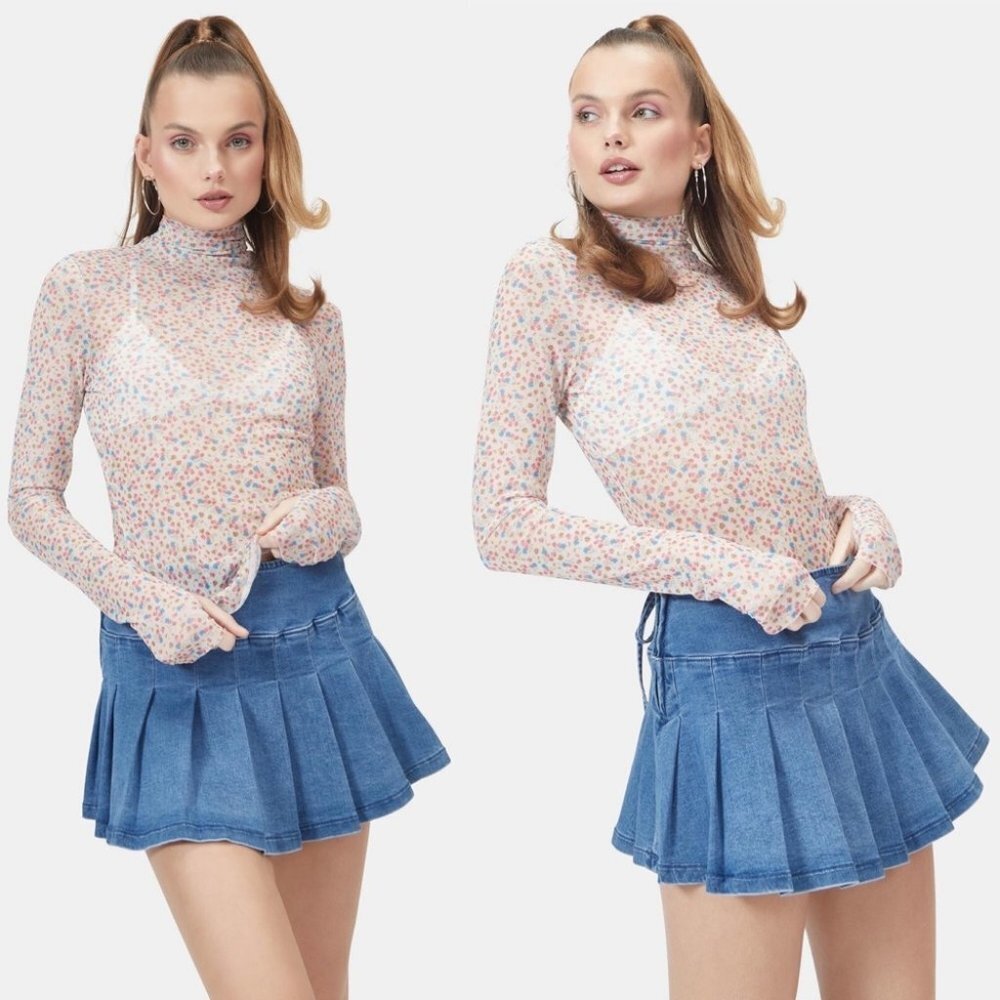 NEW Revolve AFRM Zadie Top Ditsy Summer Floral Size Small Dollskill Sheer Blouse